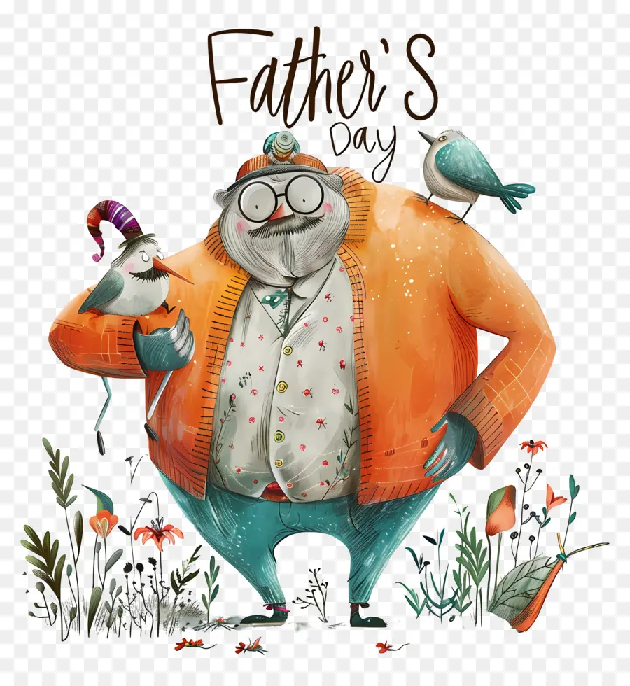 الآباء اليوم，رجل مع الطيور PNG