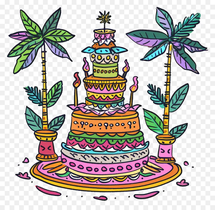 تيجا，كعكة ملونة PNG