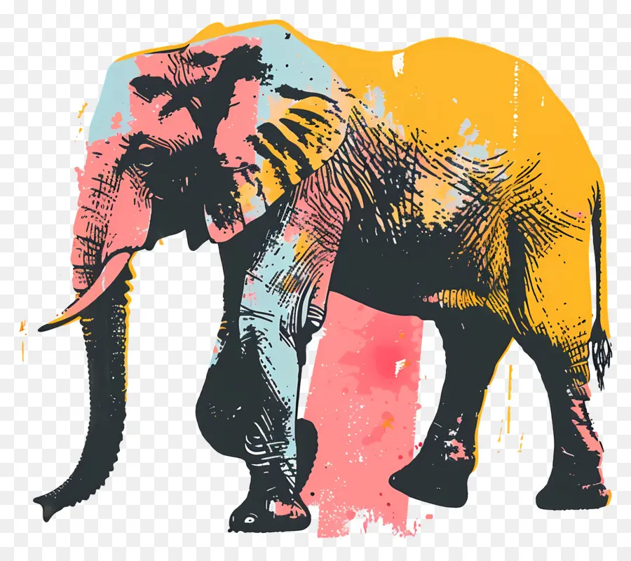 الفيل，لوحة ملونة PNG