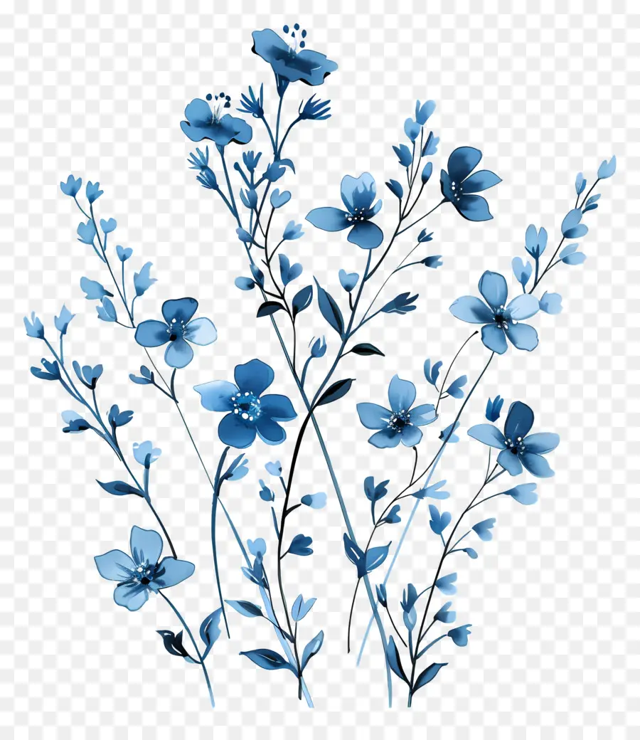 الزهور الزرقاء，اللوحة PNG