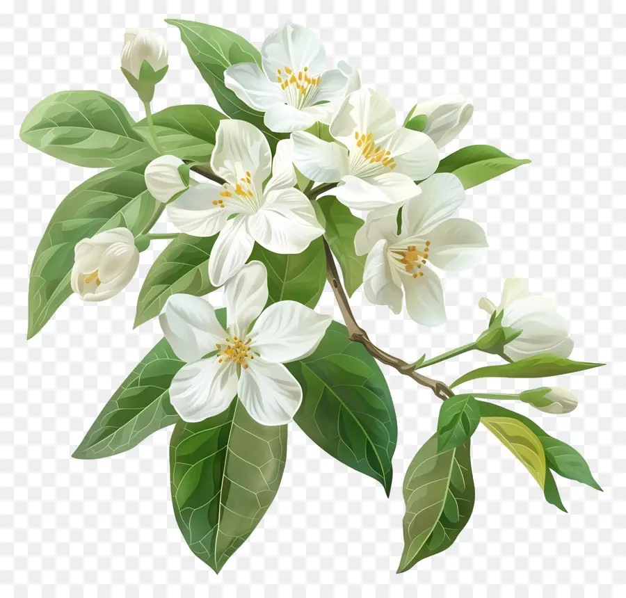 زهور الياسمين البيضاء，شجرة أزهار التفاح PNG