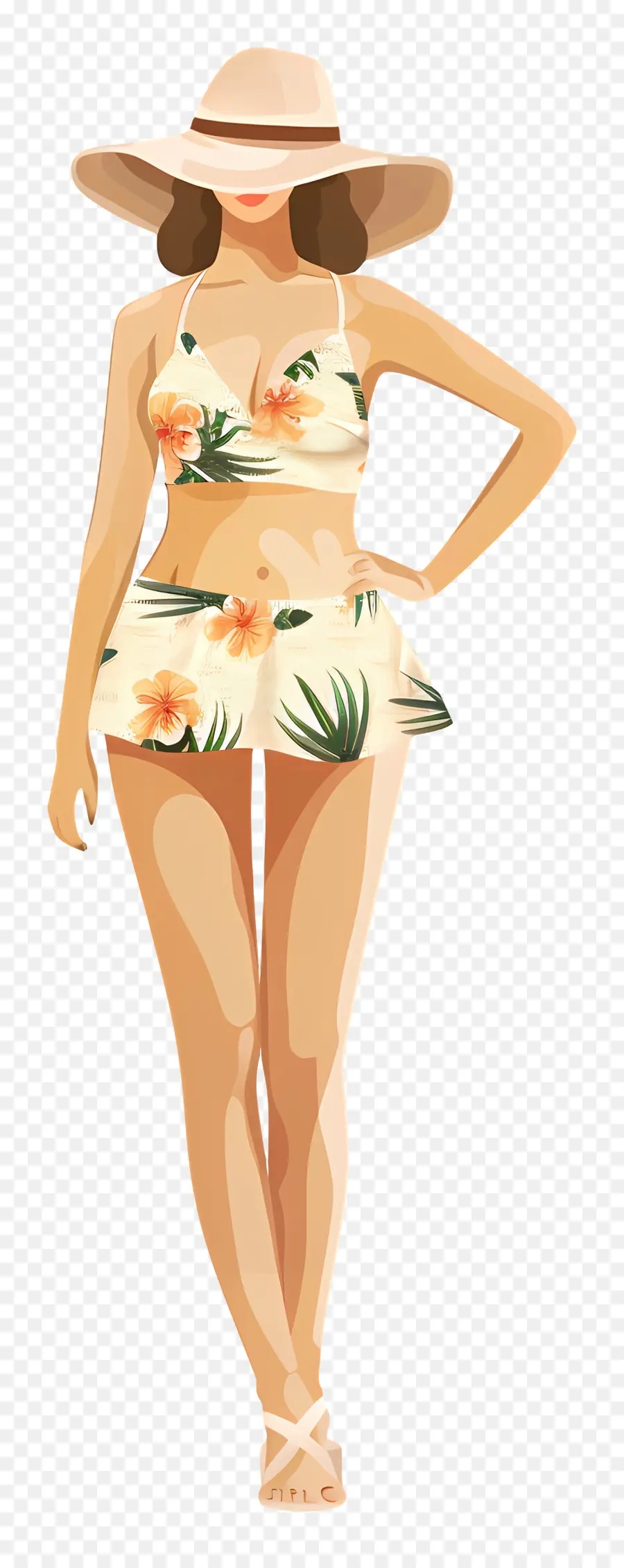 الزي الصيف，طباعة الاستوائية ملابس السباحة PNG