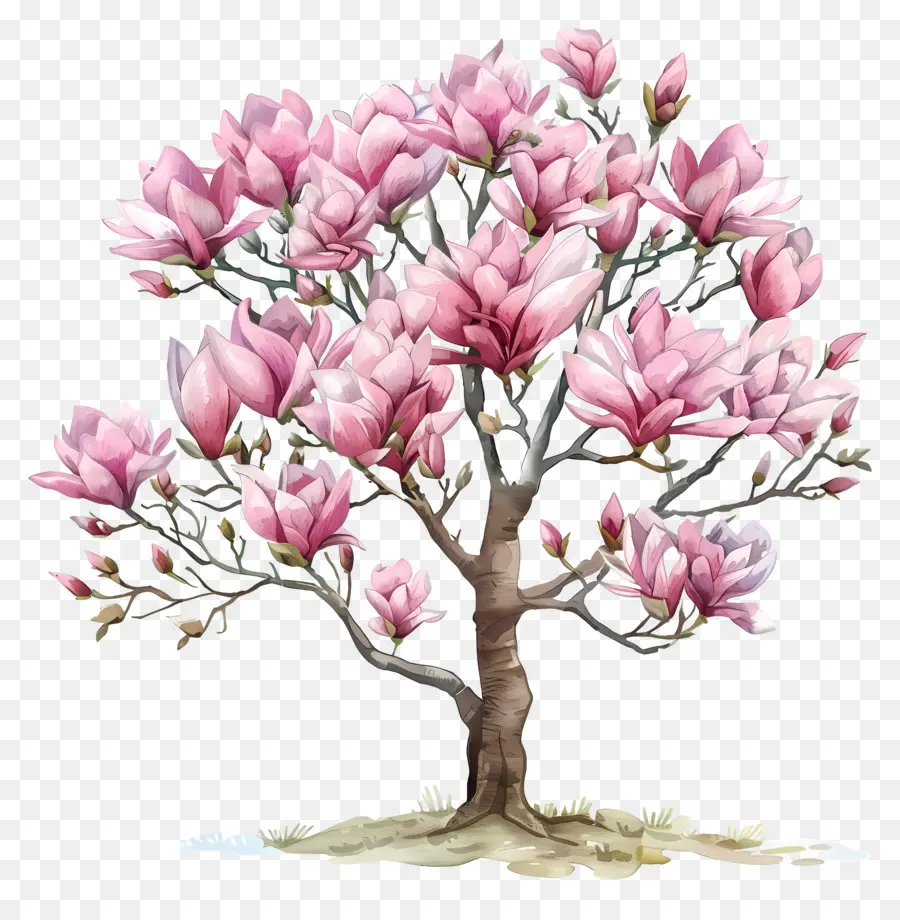شجرة ماغنوليا，الزهور الوردية PNG