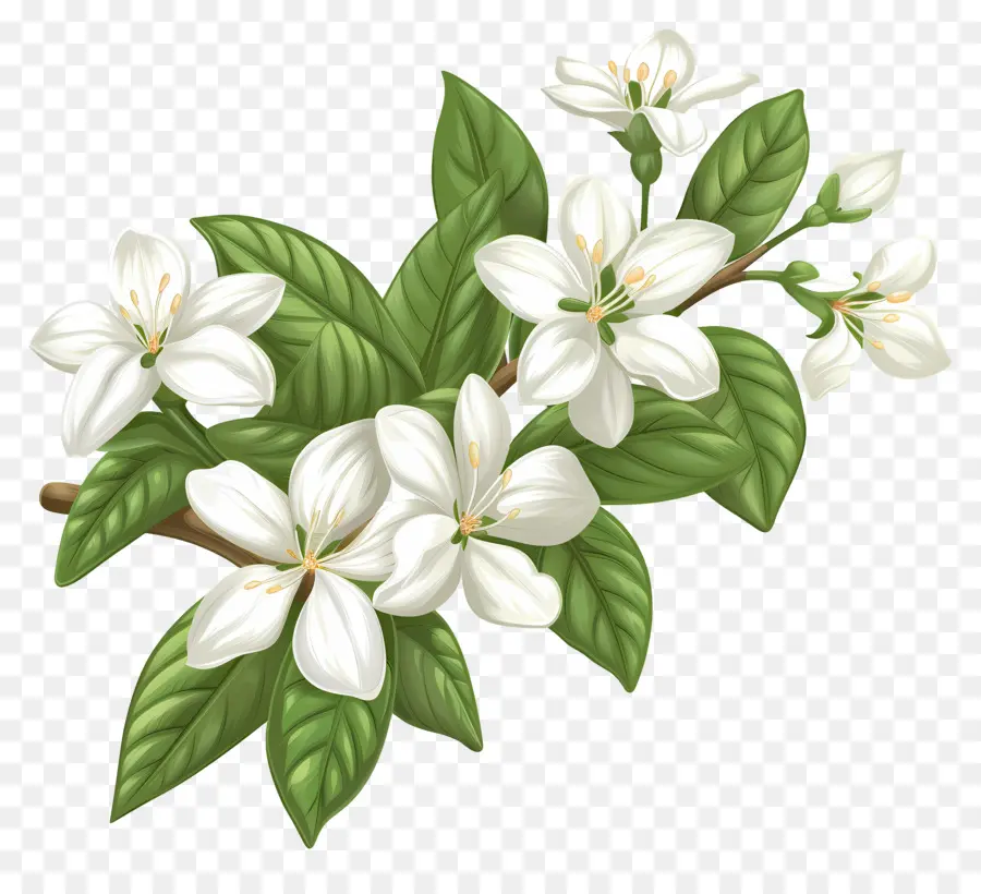 زهور الياسمين البيضاء，أزهار بيضاء PNG