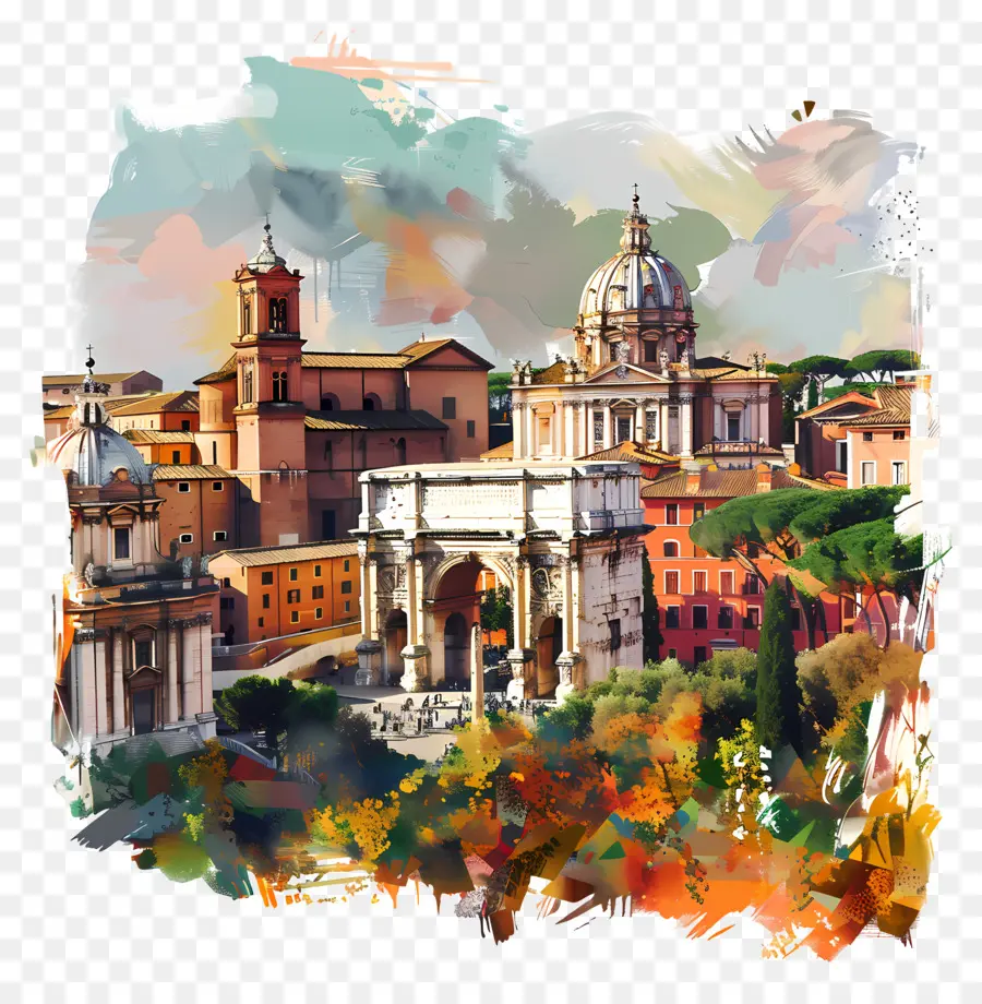 روما，الرسم بالألوان المائية PNG