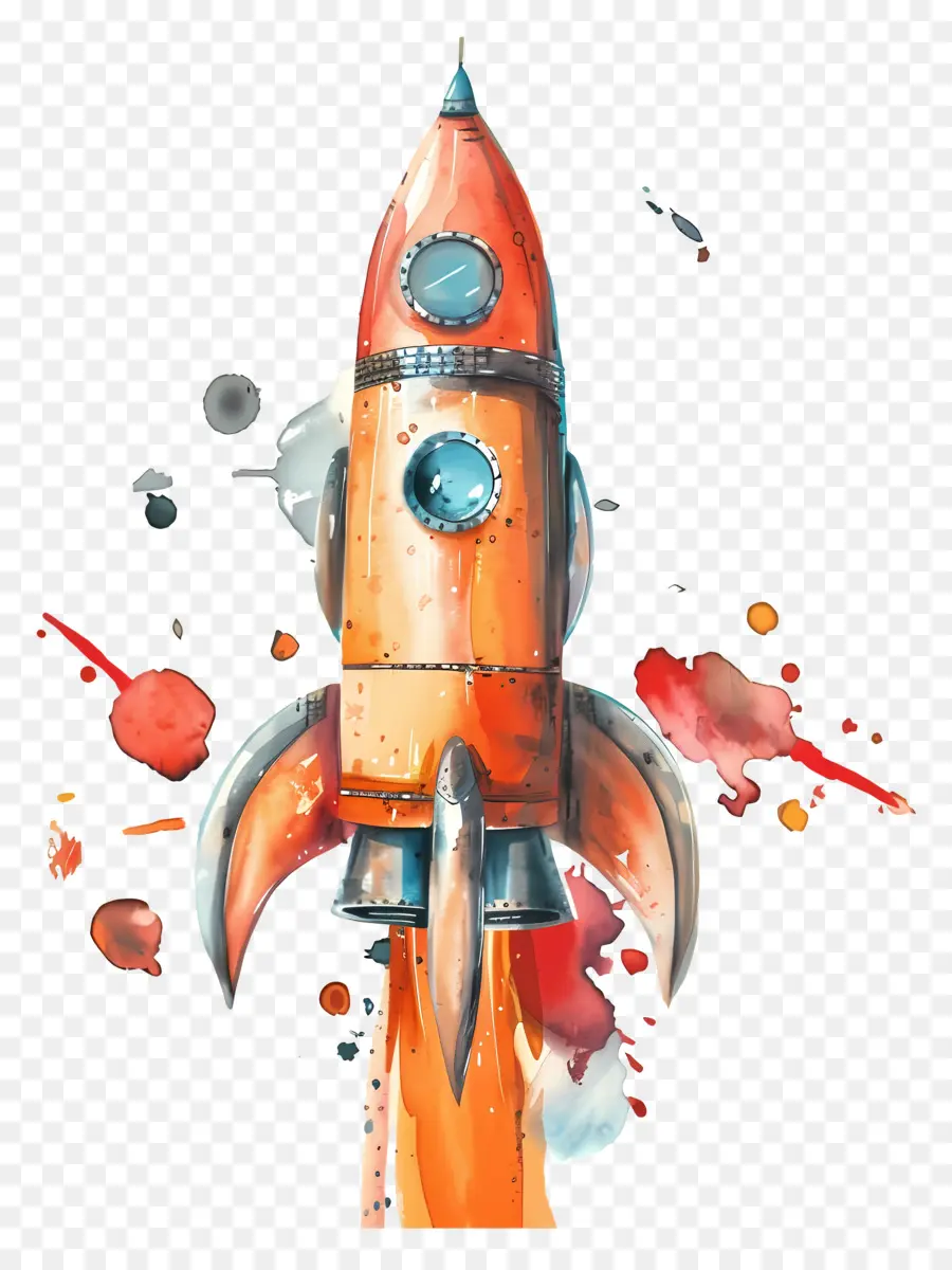 الصواريخ，الرسم بالألوان المائية PNG