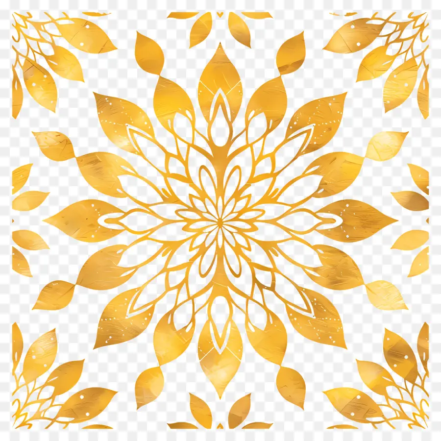 نمط الذهب ماندالا，تصميم الأزهار الذهبية PNG