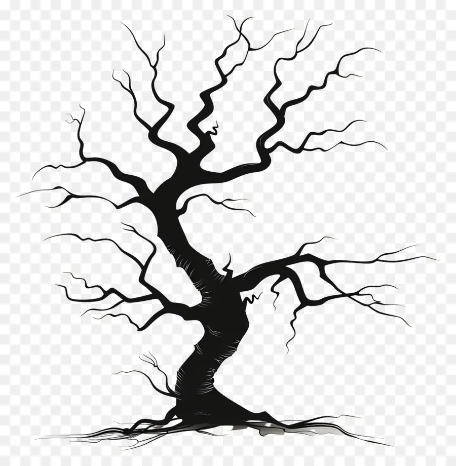 الشجرة السوداء الهالوين，صورة ظلية شجرة PNG