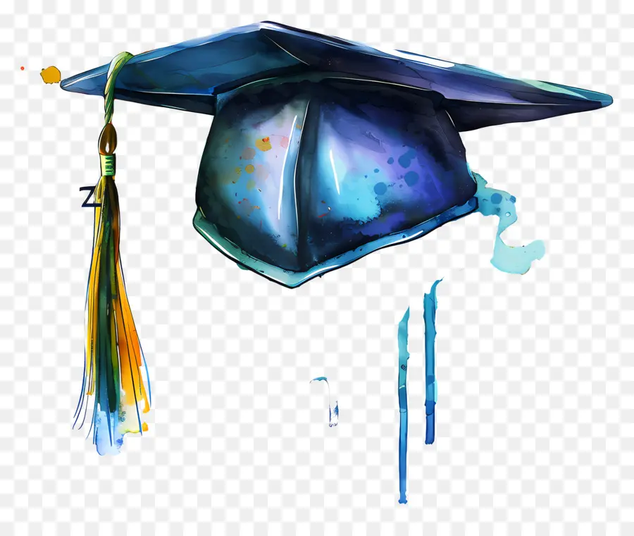 قبعة التخرج，الرسم بالألوان المائية PNG