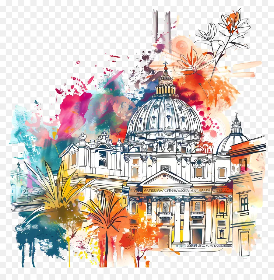 روما，الرسم بالألوان المائية PNG