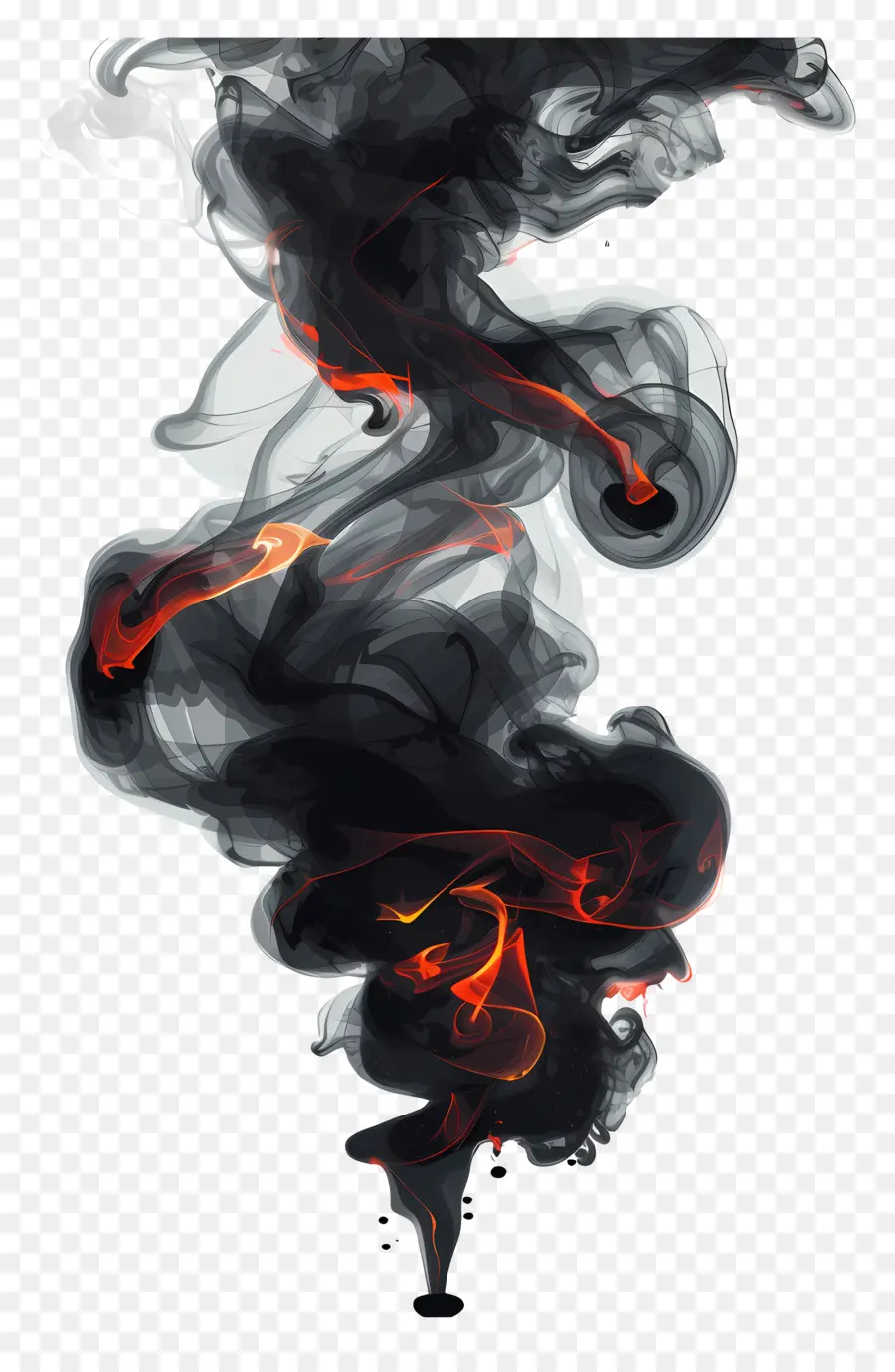 الدخان الأسود，الرسم بالألوان المائية PNG