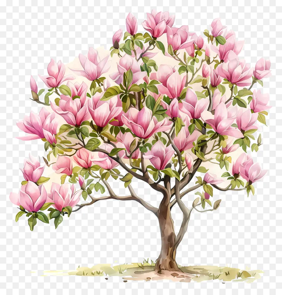 شجرة ماغنوليا，تتفتح الشجرة الوردية PNG