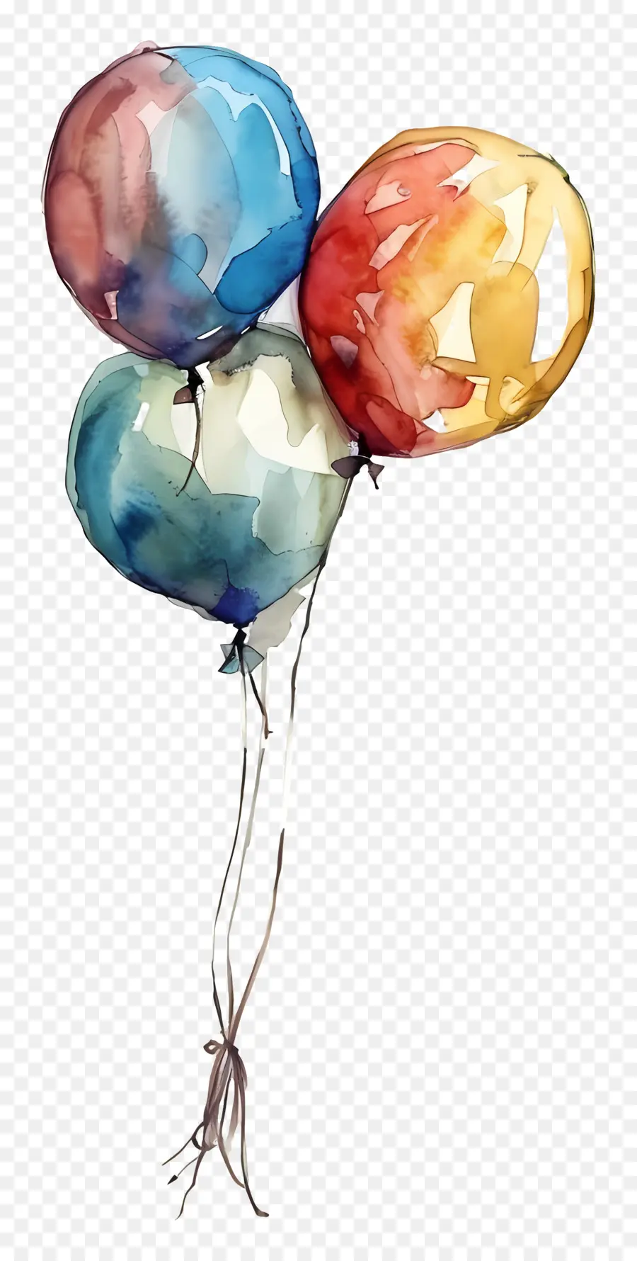 البالونات，الرسم بالألوان المائية PNG