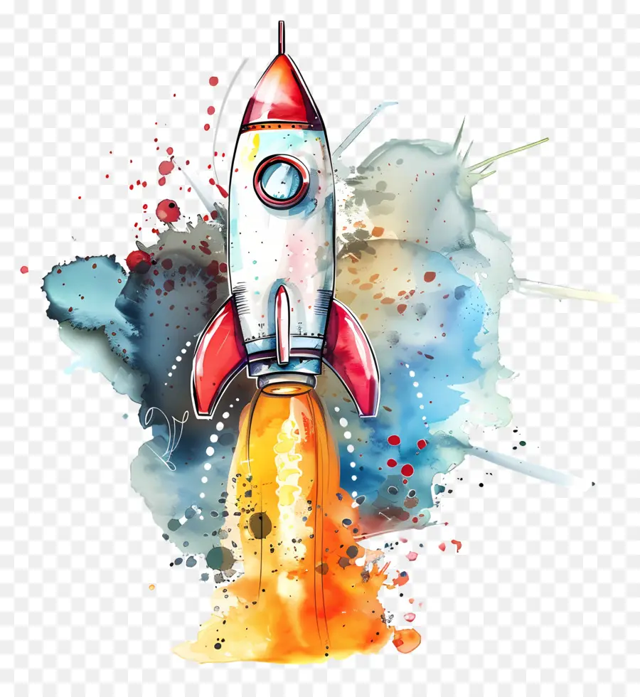 الصواريخ，الرسم بالألوان المائية PNG
