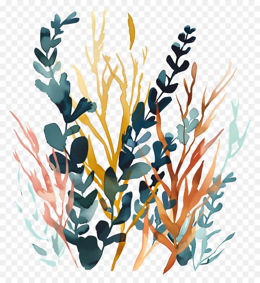 الأعشاب البحرية，الرسم بالألوان المائية PNG