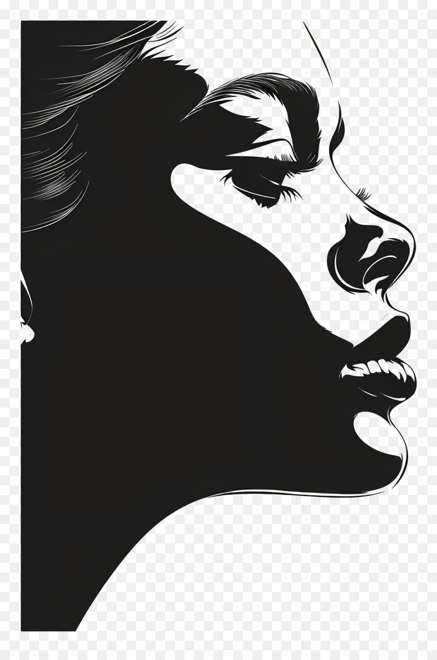 وجه صورة ظلية，امرأة PNG