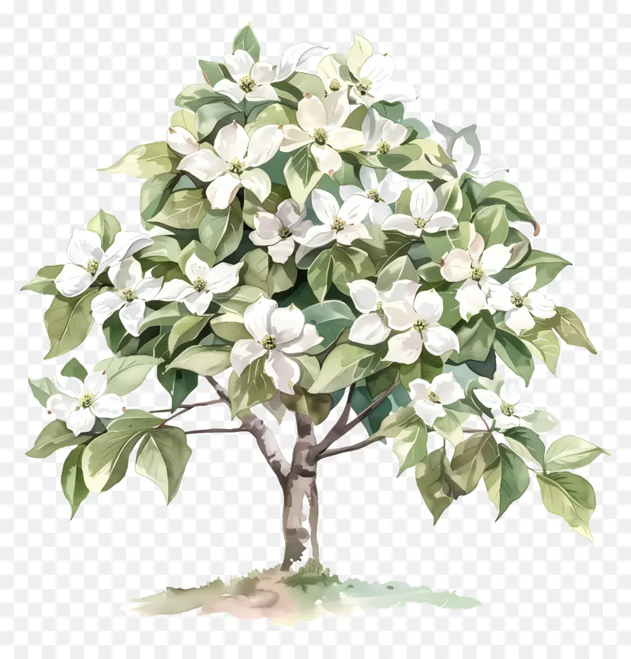 شجرة دوجوود，الزهور البيضاء PNG
