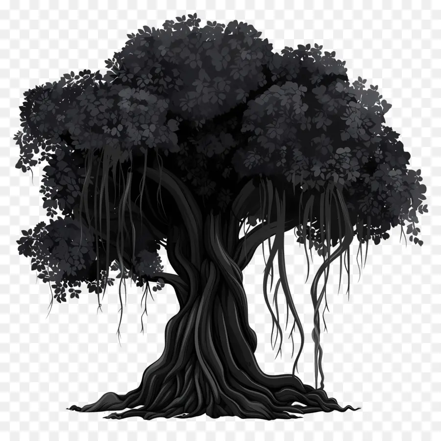 شجرة بانيان السوداء，شجرة Gnarled PNG