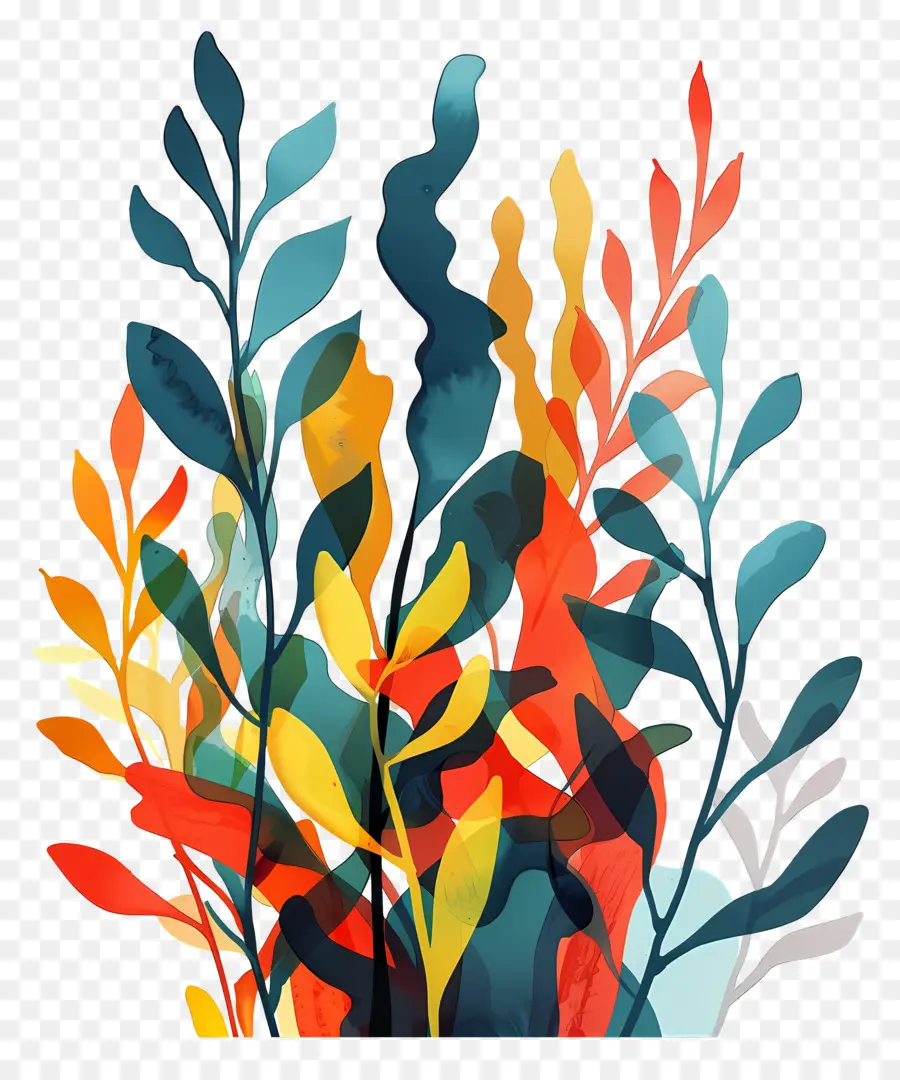 عشب البحر，الرسم بالألوان المائية PNG