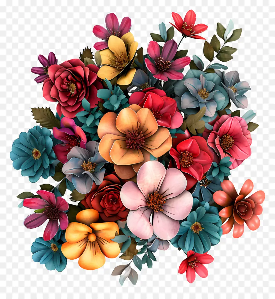 كومة الزهور，الزهور الملونة PNG