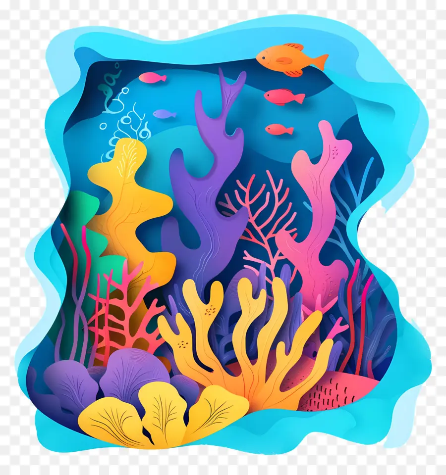 الشعاب المرجانية，الأسماك الملونة PNG