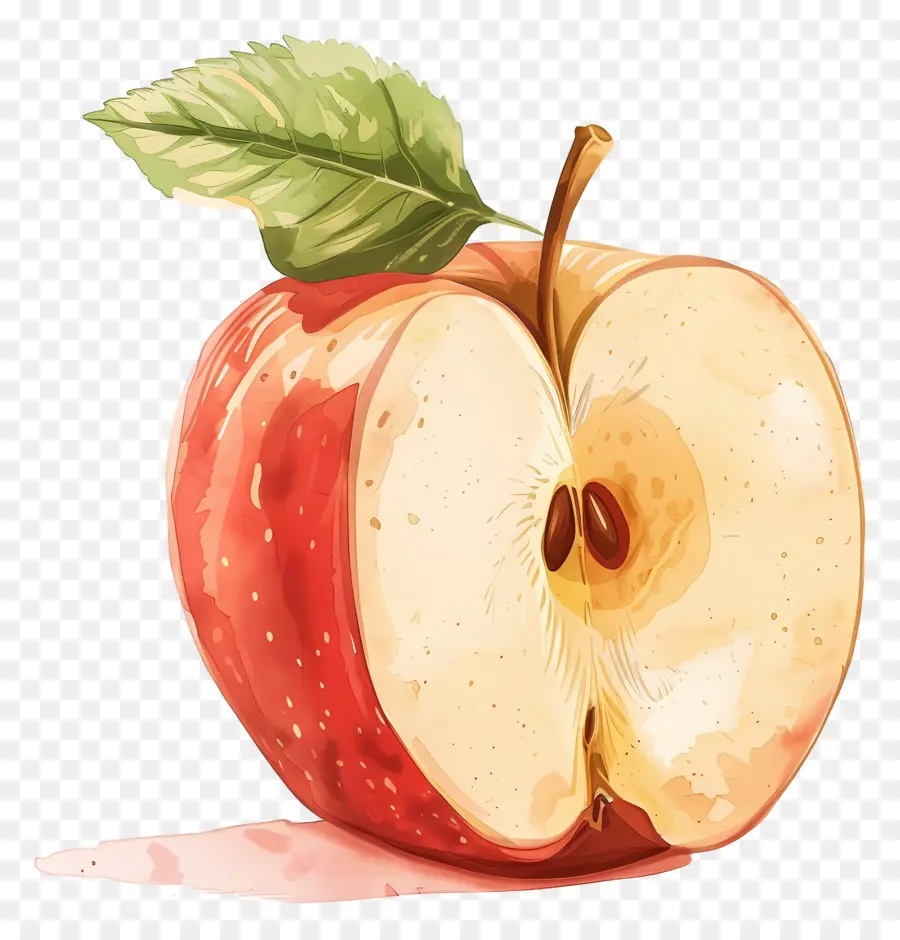 نصف التفاح，الرسم بالألوان المائية PNG