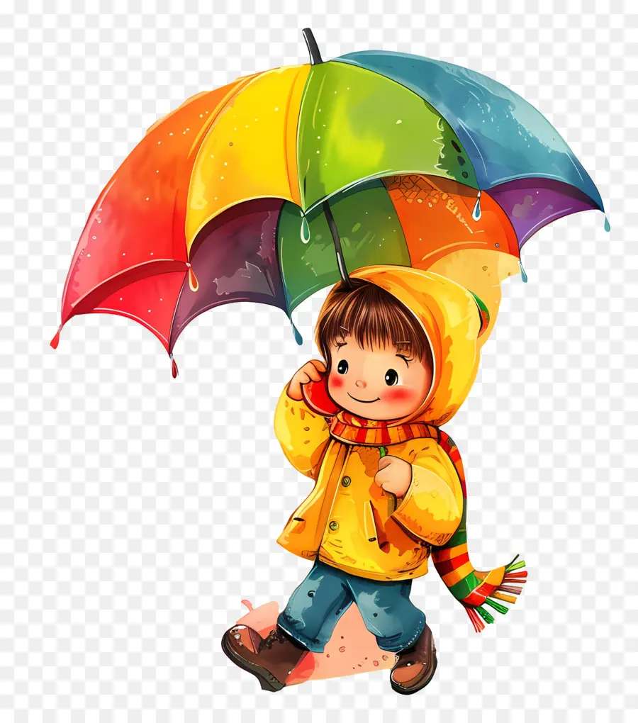أطفال اليوم，فتى في معطف المطر PNG