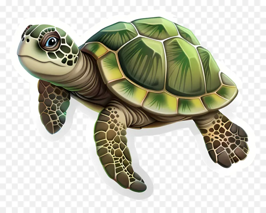 ملصق السلاحف，السلحفاة البحرية الخضراء PNG