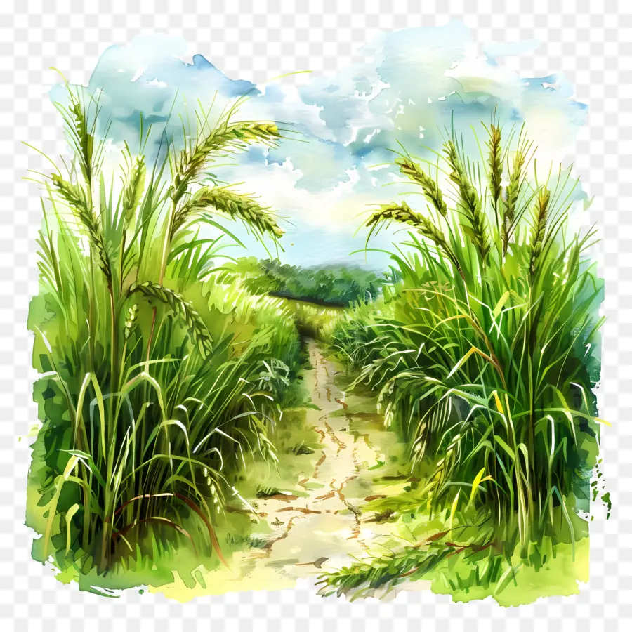 حقل الأرز，الطبيعة PNG