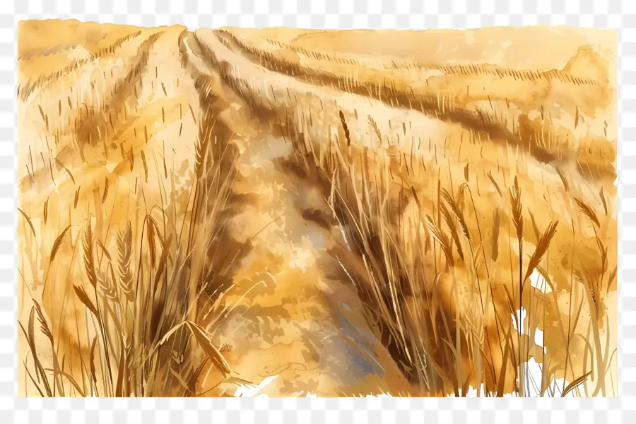 مجال المحاصيل，الرسم بالألوان المائية PNG