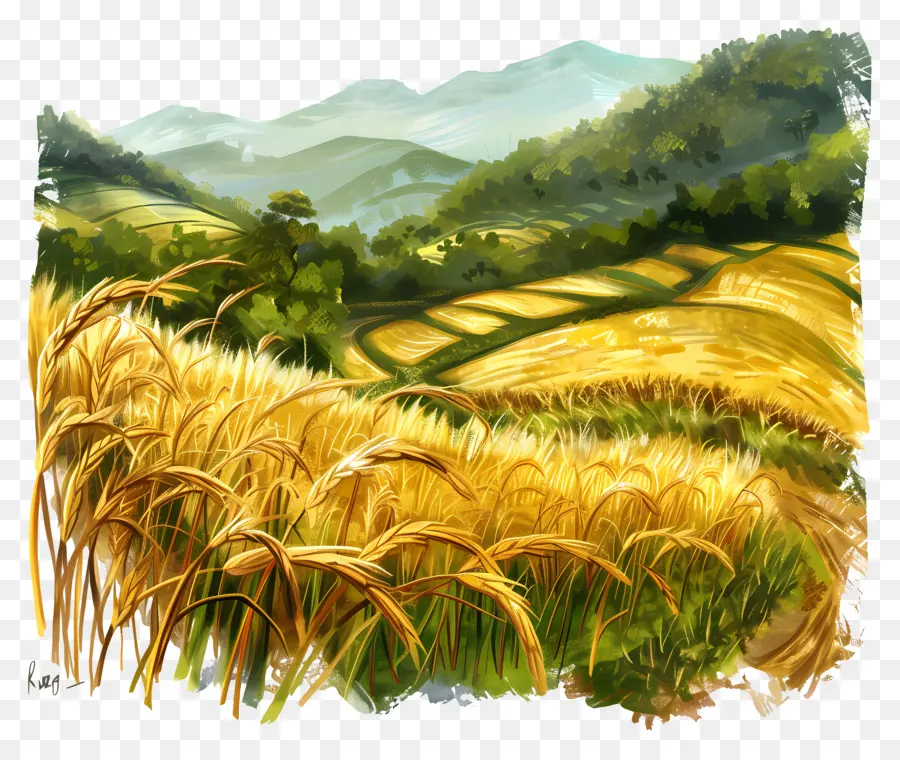 حقل الأرز，حقل القمح PNG