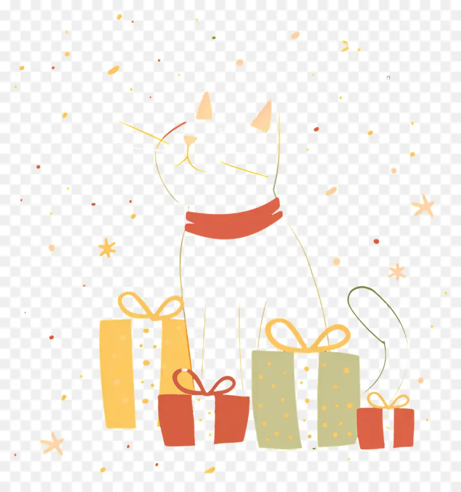 القط，هدايا عيد الميلاد PNG