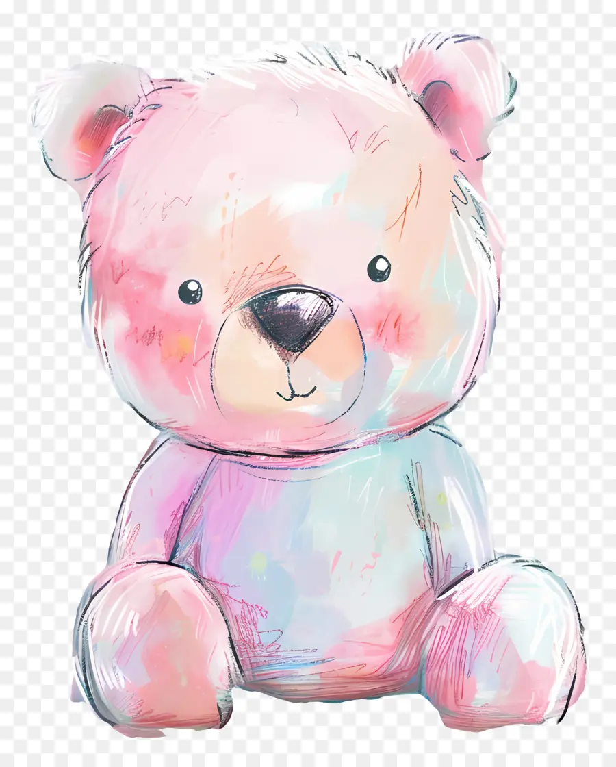 الدب，الوردي دمية دب PNG