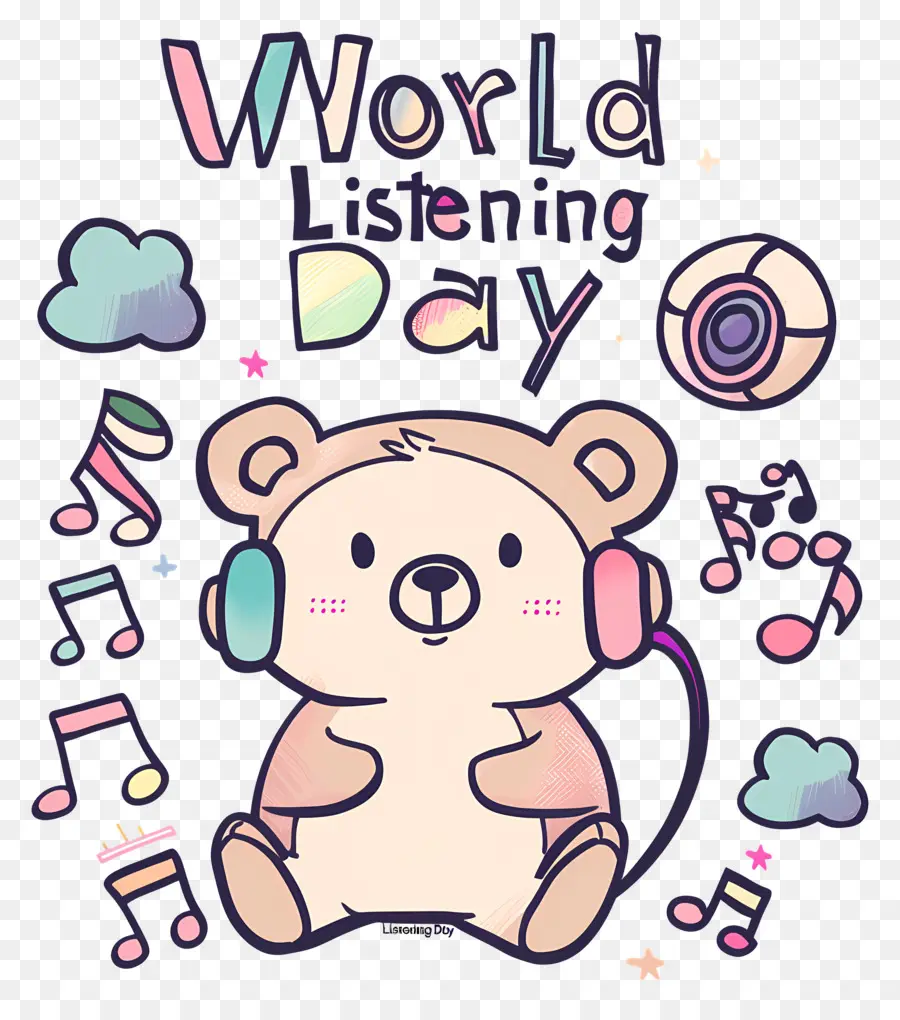 يوم الاستماع العالمي，الكرتون الدب PNG