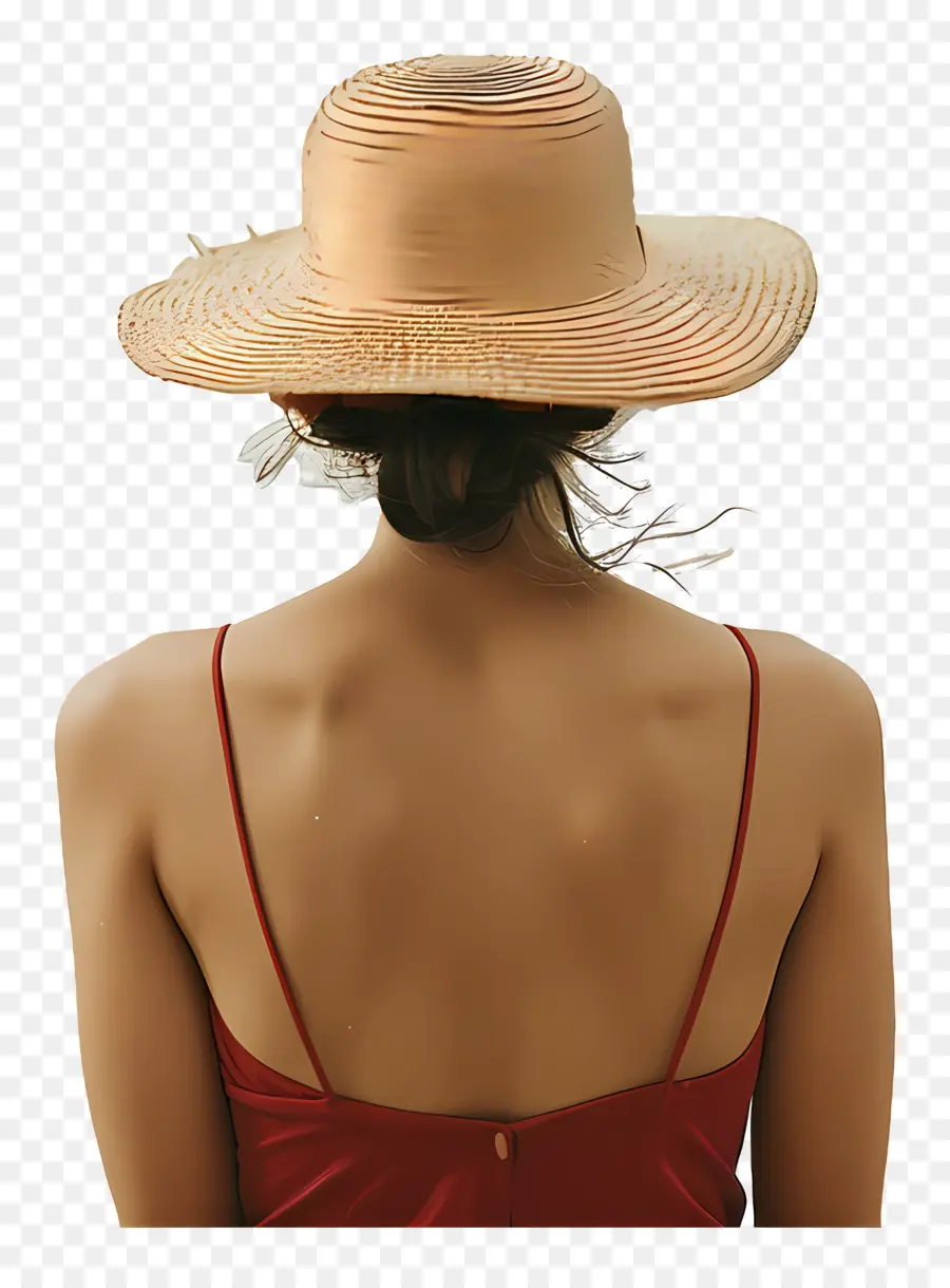 امرأة，قبعة القش PNG