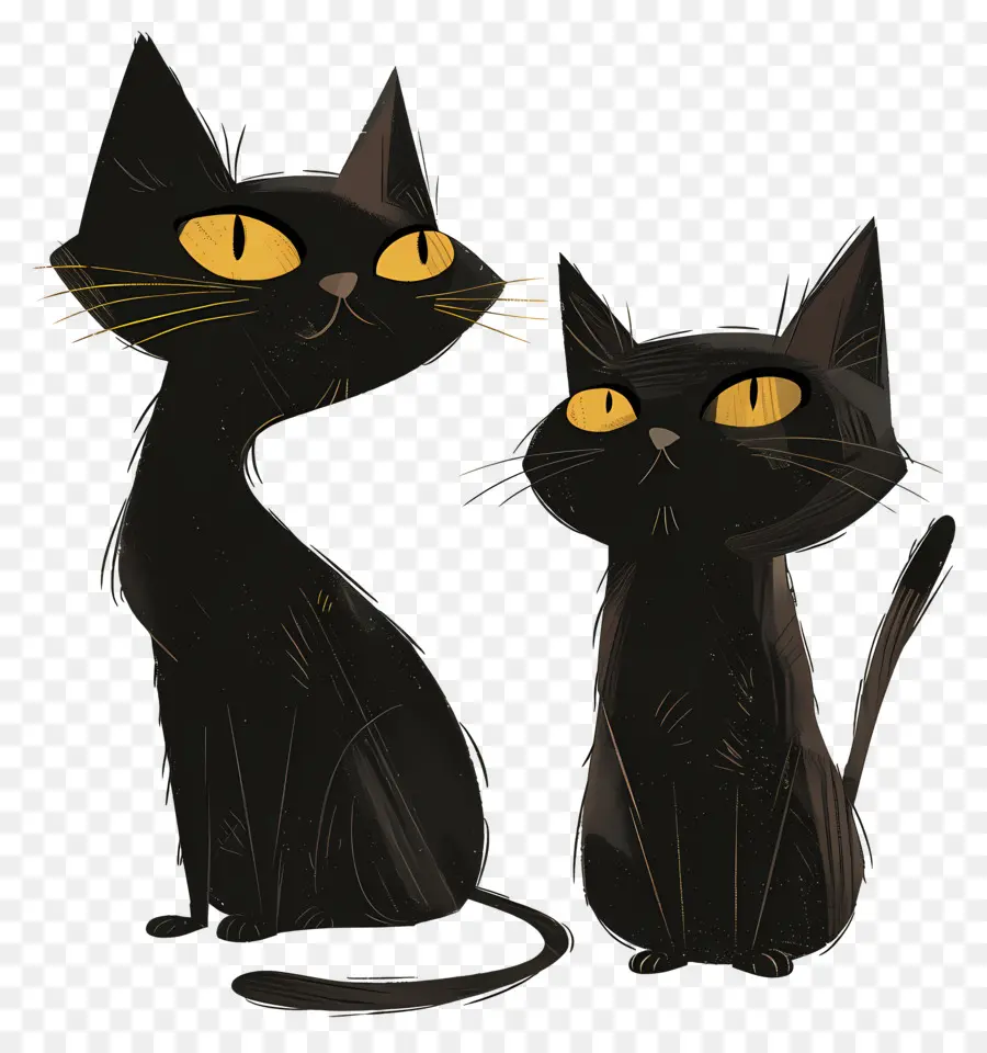 القطط السوداء，عيون صفراء PNG