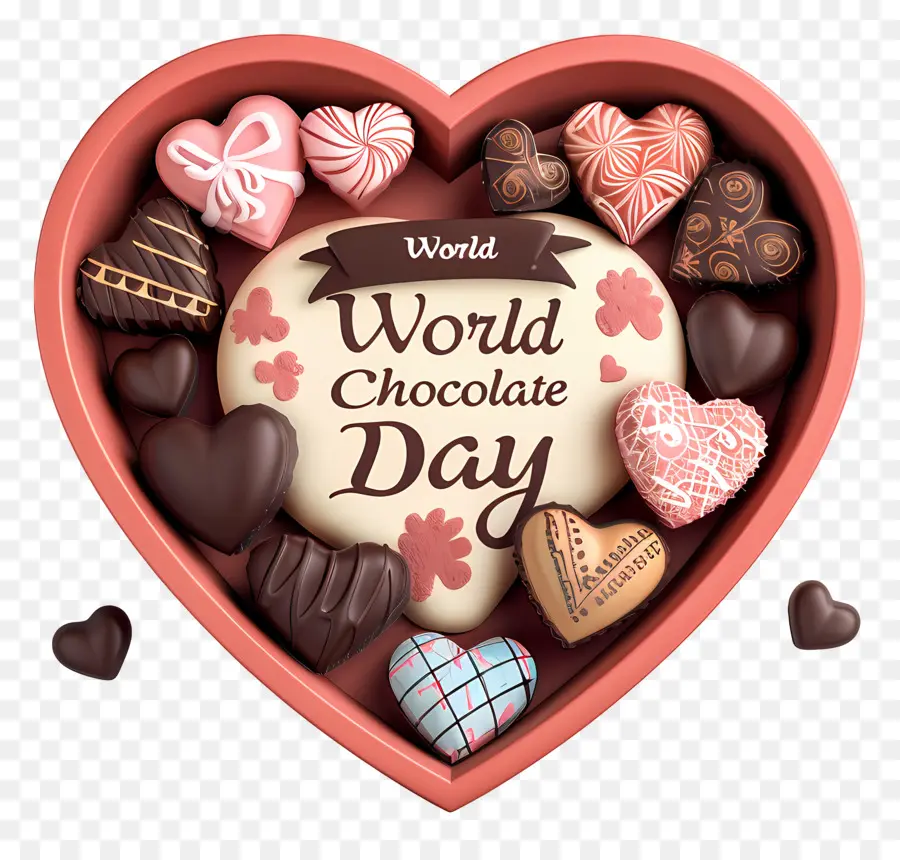 العالم اليوم الشوكولاته，صندوق الشوكولاتة على شكل قلب PNG