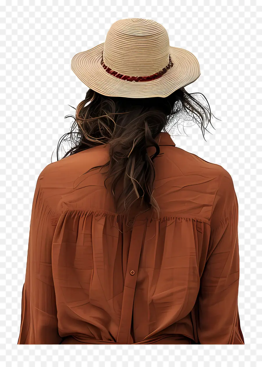 امرأة，قبعة القش PNG