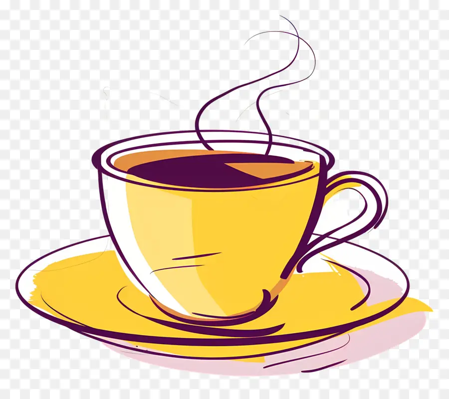 فنجان القهوة，كوب أصفر PNG