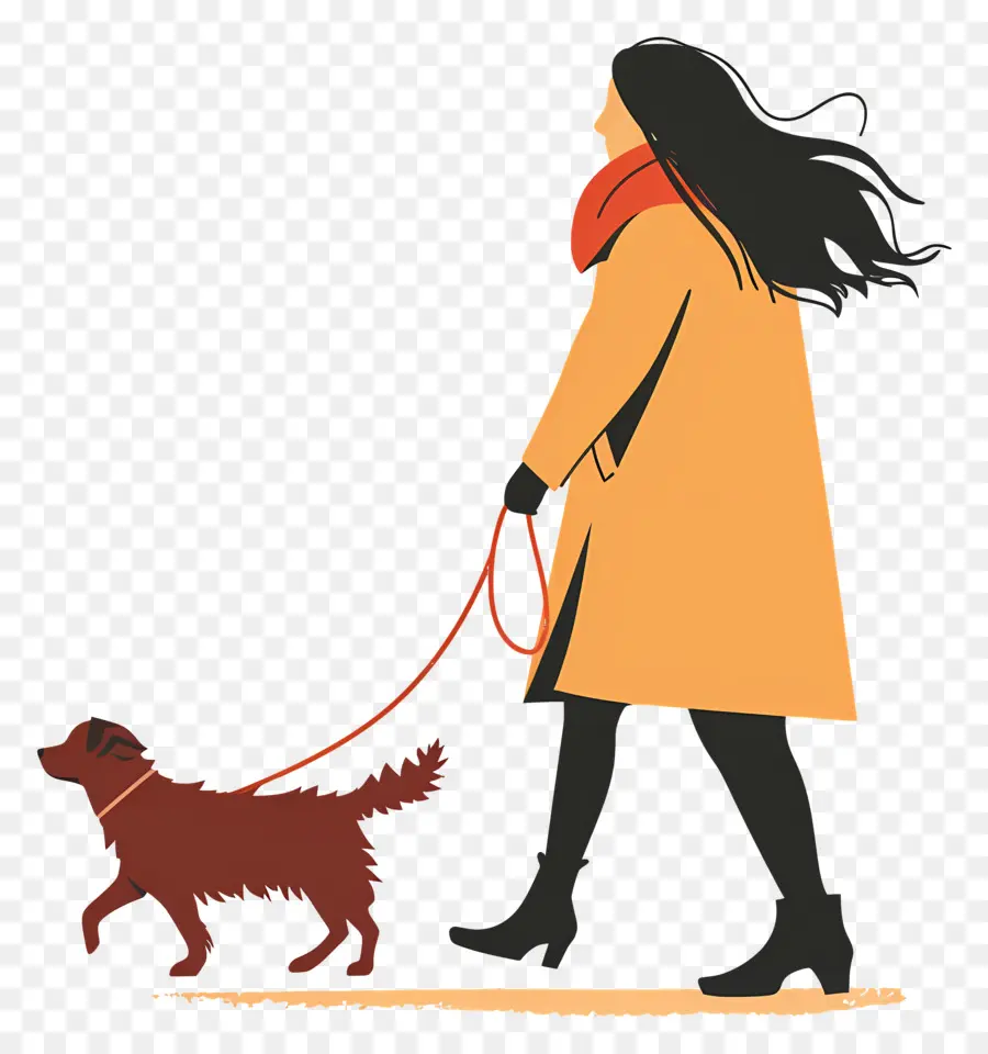 امرأة المشي الكلب，المقود PNG