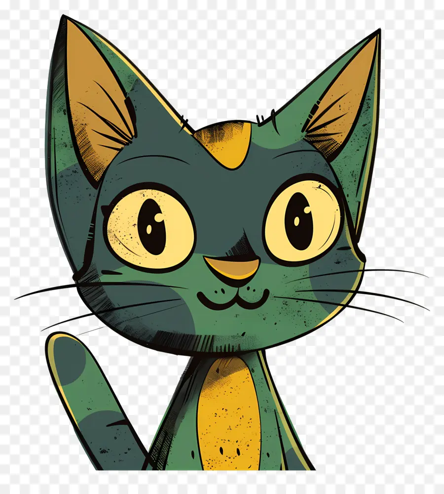 القط，العيون الخضراء PNG