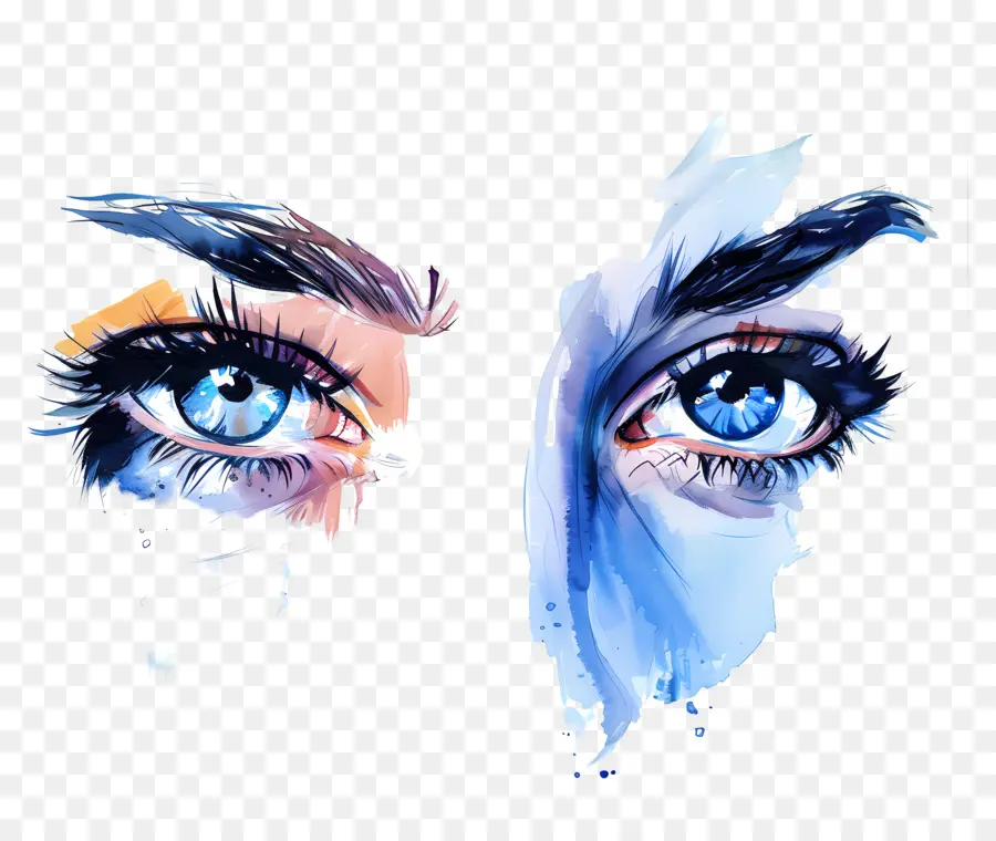عيون，الرسم بالألوان المائية PNG