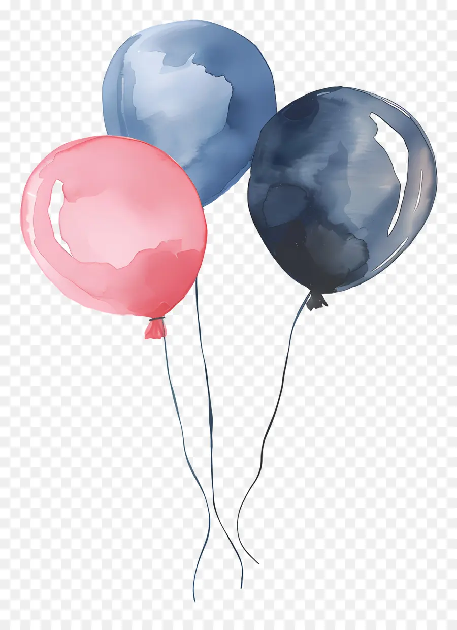 البالونات，الرسم بالألوان المائية PNG