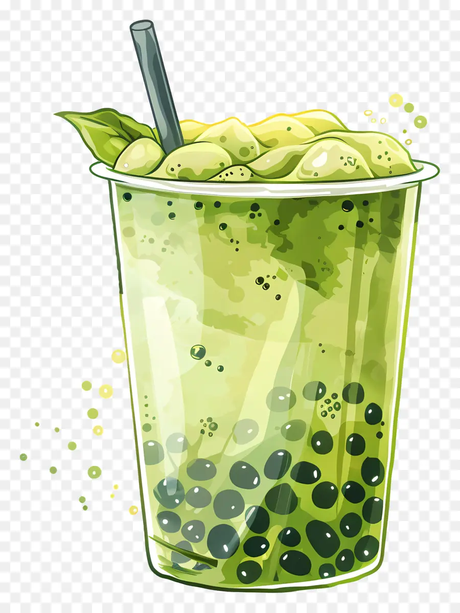 شاي Matcha Bubble，فقاعة الشاي PNG