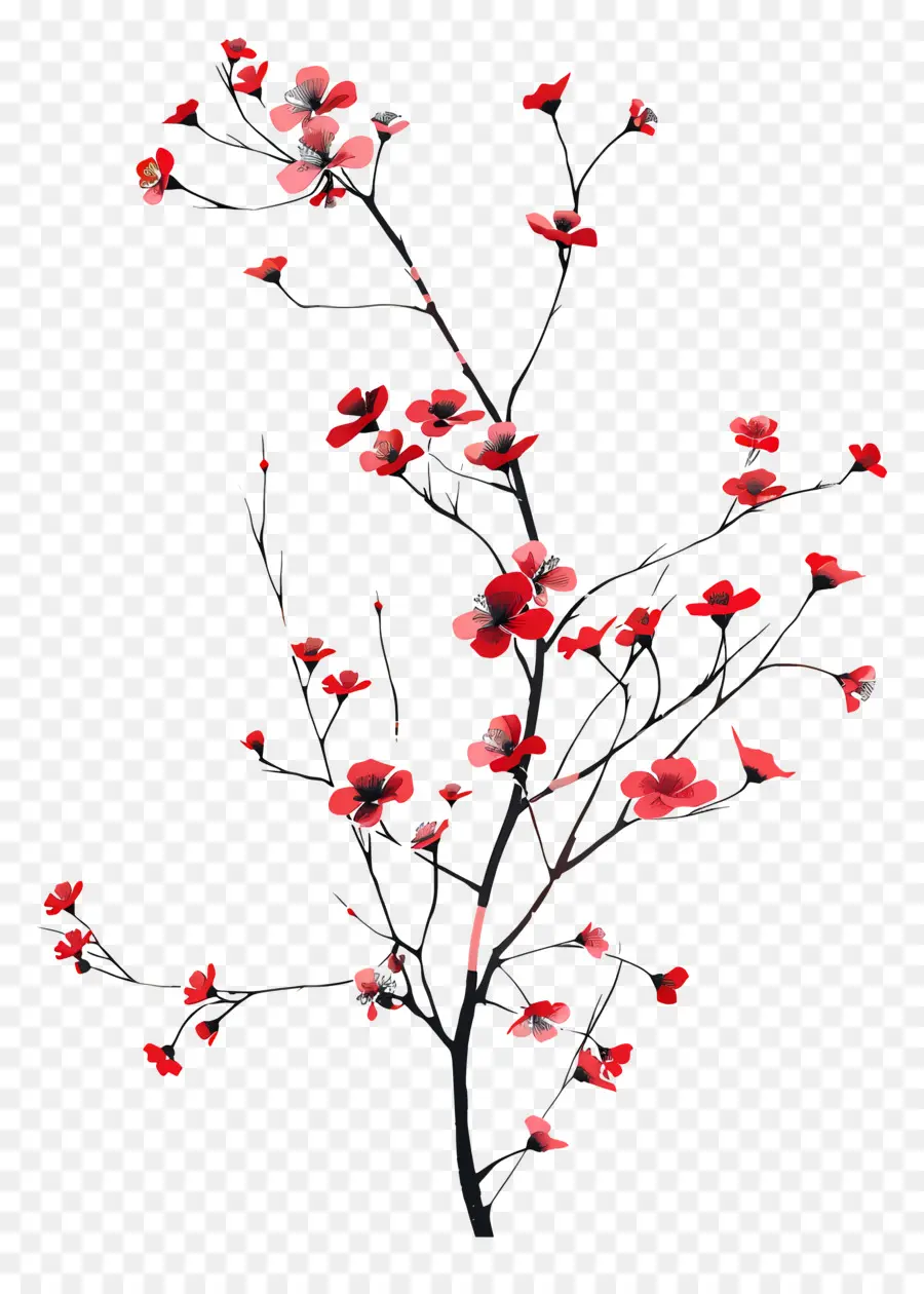 الزهور الحمراء，فروع شجرة PNG