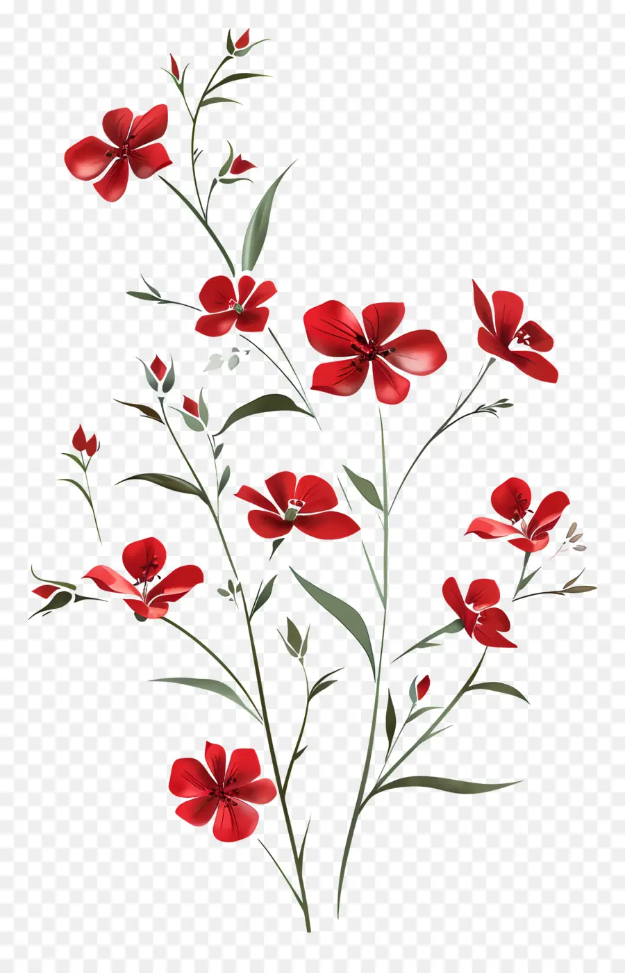 الزهور الحمراء，نمط الأزهار ،  PNG