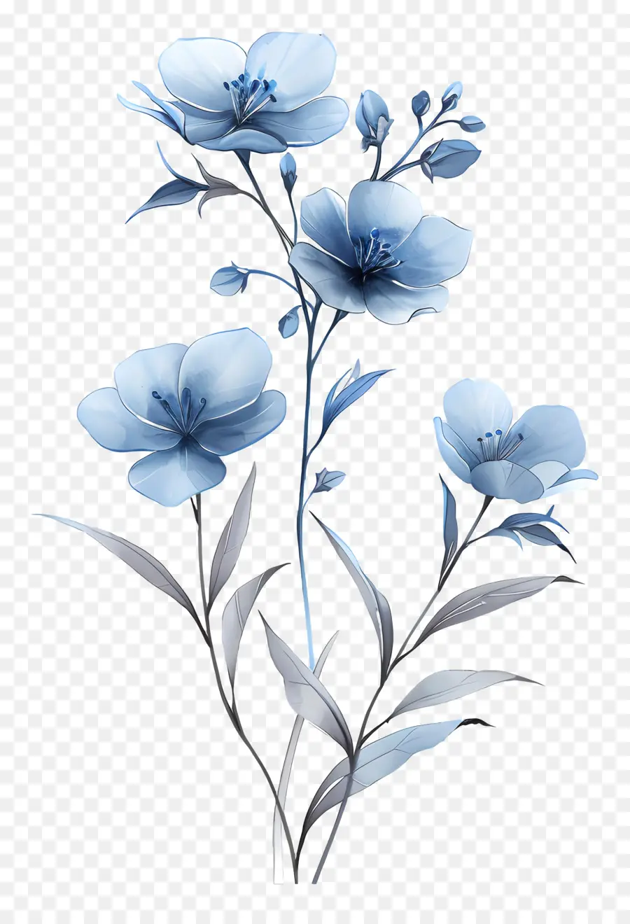 الزهور الزرقاء，متناظرة PNG