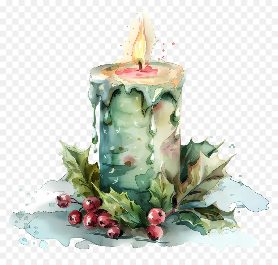 شمعة عيد الميلاد，هولي والتوت PNG