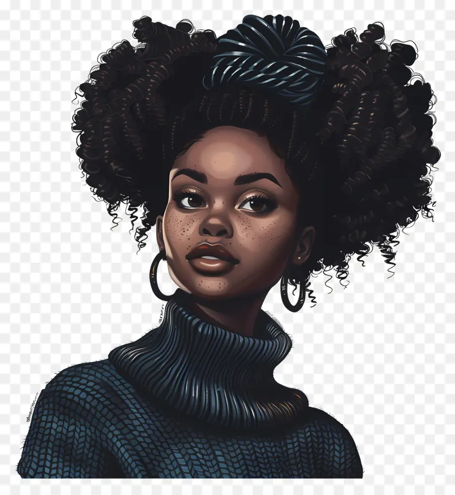 امرأة سوداء，الشعر الأفرو PNG