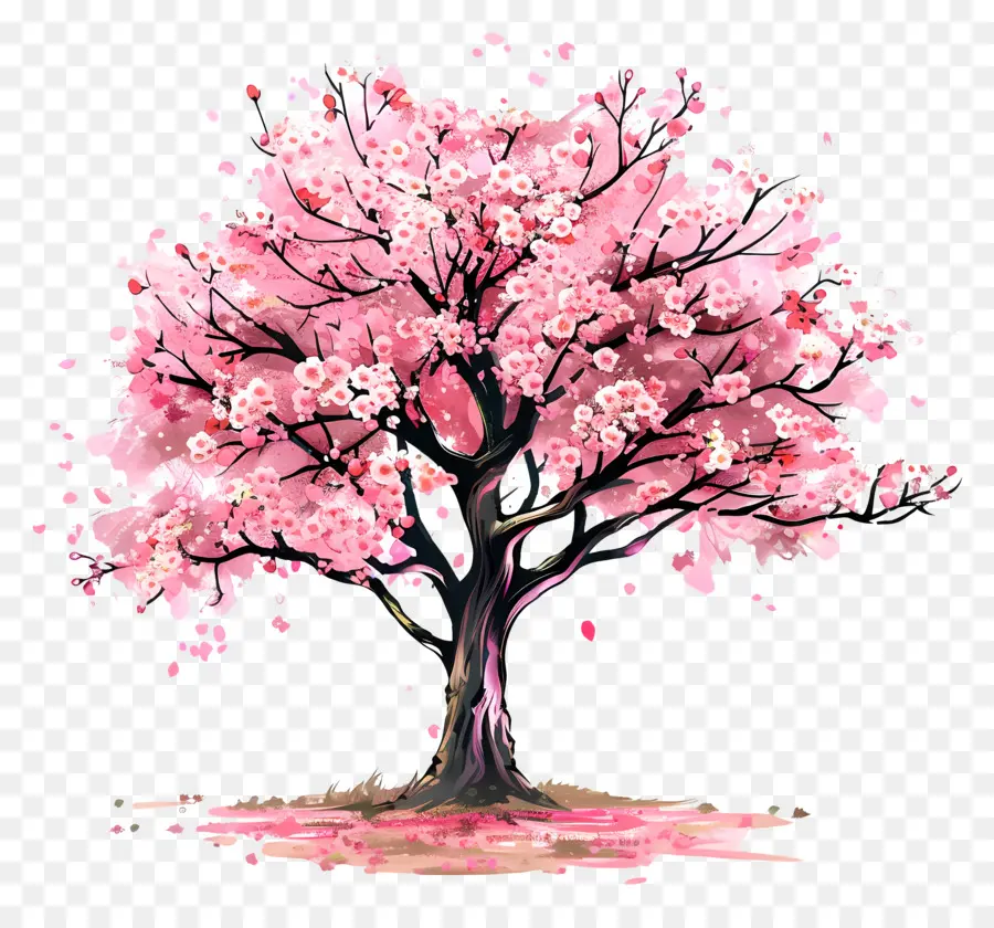 زهر الكرز شجرة，أزهار وردية PNG